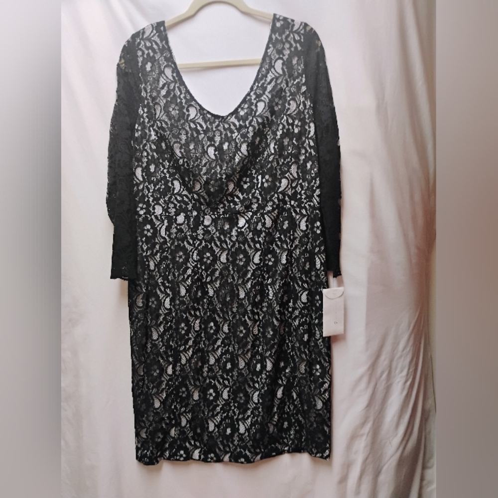 G by Giuliana Black Lace Long Sleeve Dress